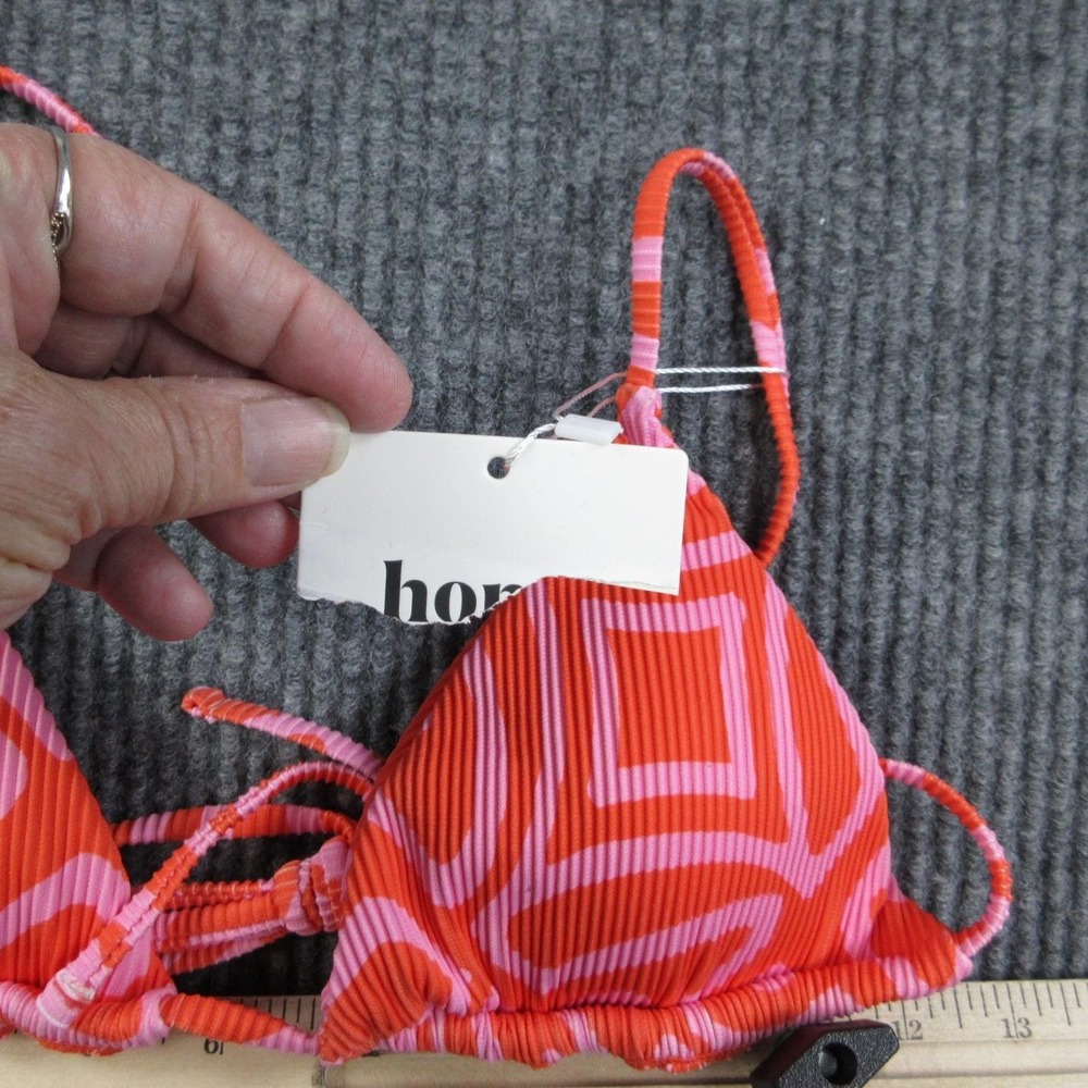 Honey Swim Top Womens M Pink Geometric Triangle Spaghetti Straps Lined NWT - Picture 3 of 6